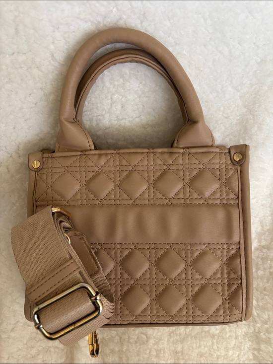 Blush Kiss Handbags - Quilted Top-Handle Crossbody/Tote Bag in Taupe